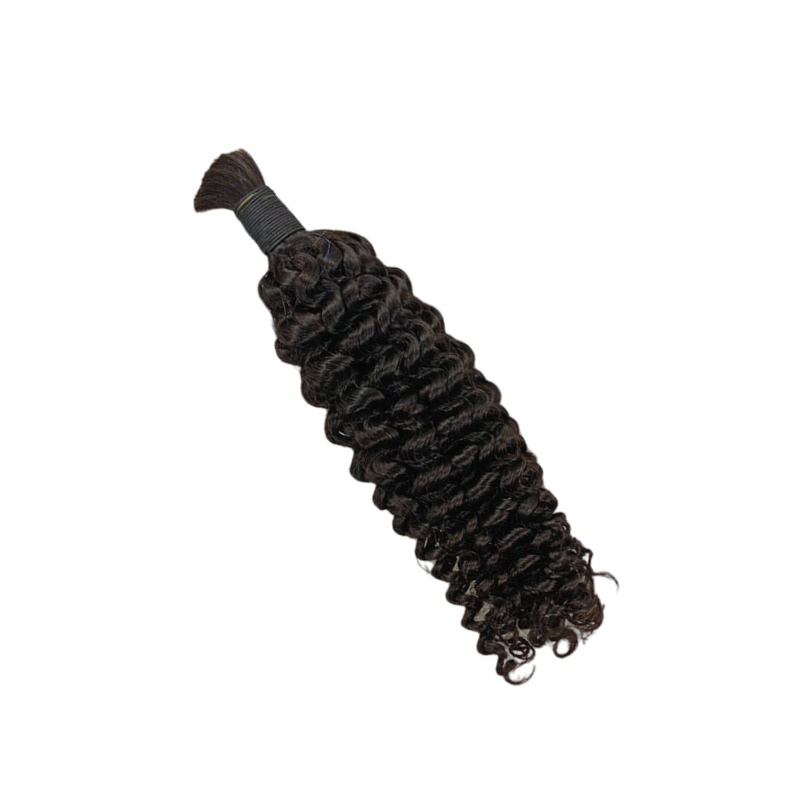 Deep Curly Bulk Human Hair - #1B Black Braiding Hair