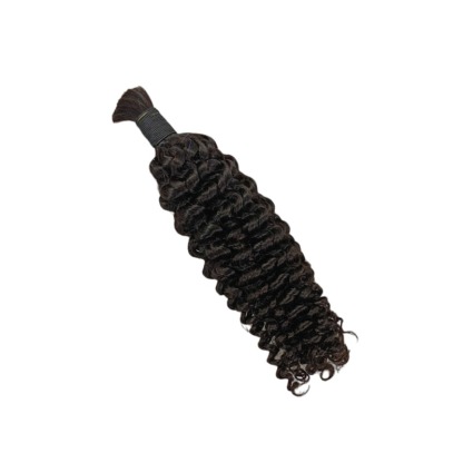 Deep Curly Bulk Human Hair - #1B Black Braiding Hair