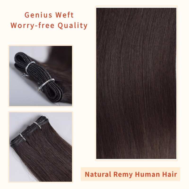 Genius Weft Hair Extensions - #2 Straight Human Hair