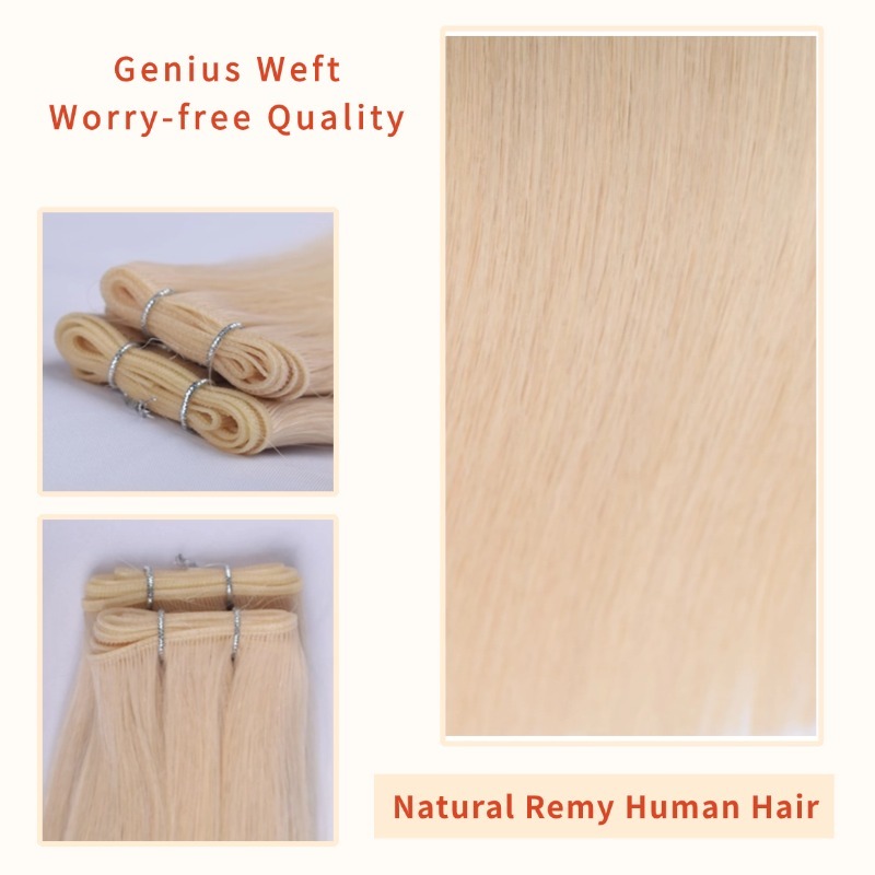 Genius Weft Hair Extensions - #60 Platinum Blonde Straight Hair