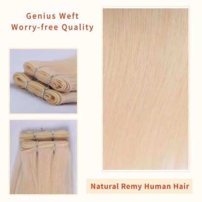 Genius Weft Hair Extensions - #60 Platinum Blonde Straight Hair