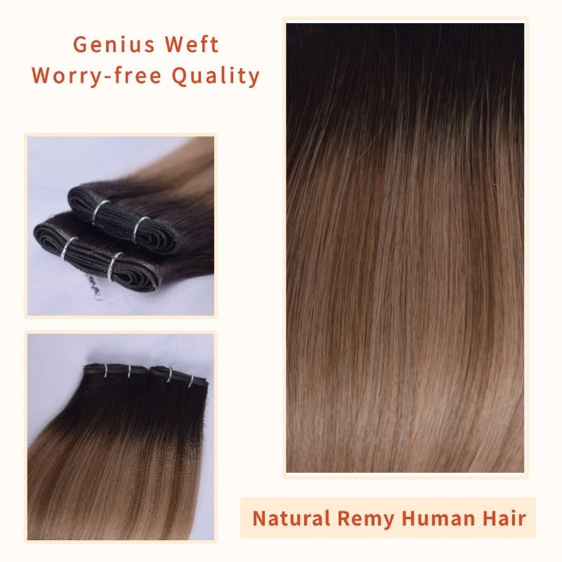 Genius Weft Hair Extensions - #T2P4/6 Straight Human Hair