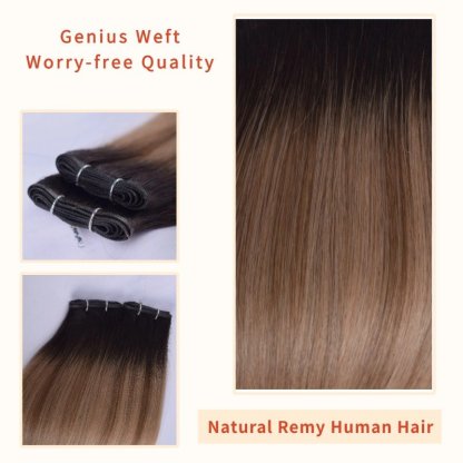 Genius Weft Hair Extensions - #T2P4/6 Straight Human Hair