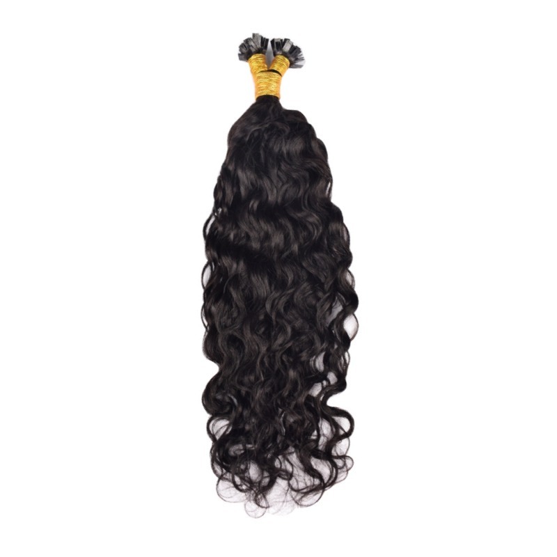 K-Tip Hair Extensions - #1B Water Wave Human Hair