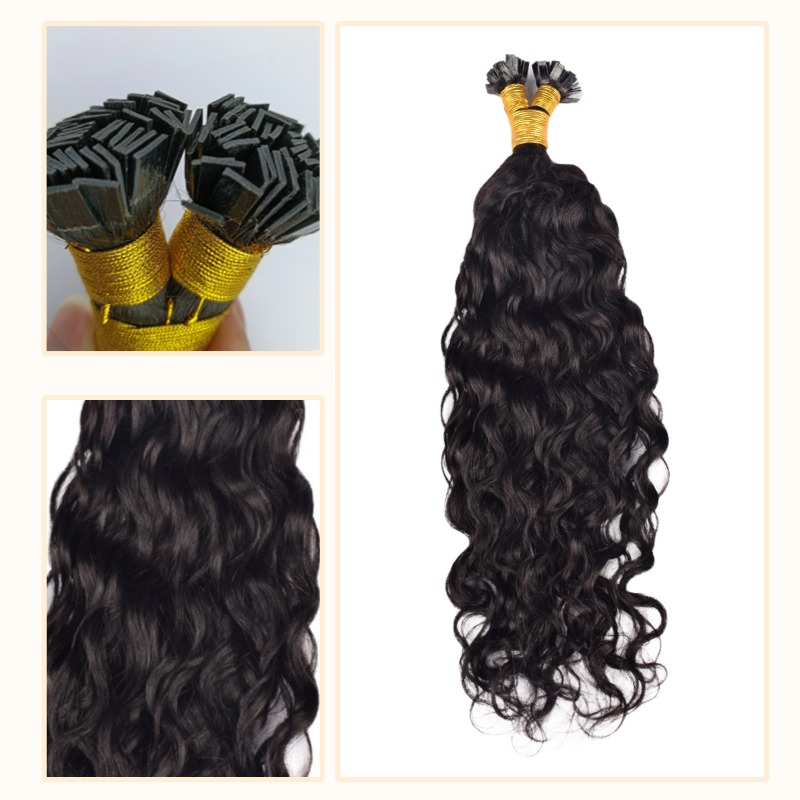 K-Tip Hair Extensions - #1B Water Wave Human Hair