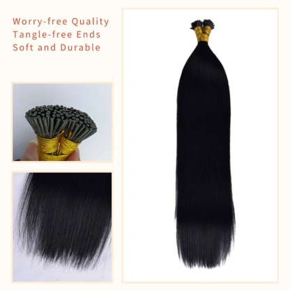 I-Tip Hair Extensions - #1 Straight Human Hair