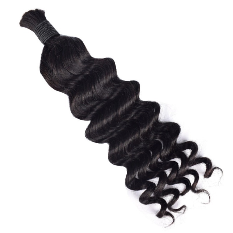 Loose Deep Wave Bulk Human Hair - #1B Black Hair Extensions