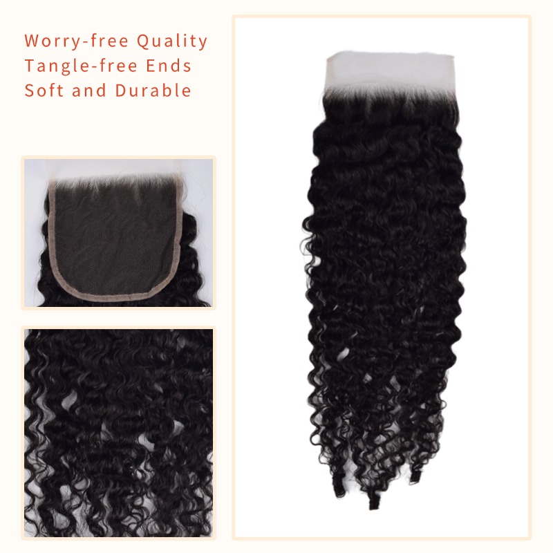Lace Closure - #1B Burmese Curly Human Hair(4x4 5x5)