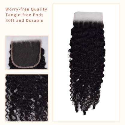 Lace Closure - #1B Burmese Curly Human Hair(4x4 5x5)