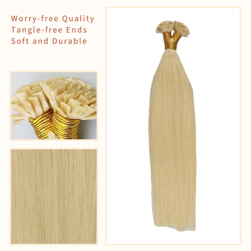 K-Tip Hair Extensions - #613 Blonde Straight Human Hair