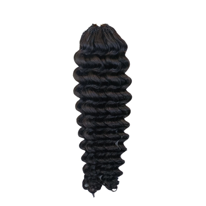 Crochet Hair Extensions - #1B Deep Wave Human Hair