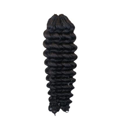 Crochet Hair Extensions - #1B Deep Wave Human Hair