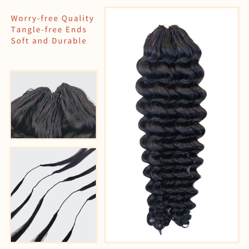 Crochet Braids - #1B Deep Wave Human Crochet Hair