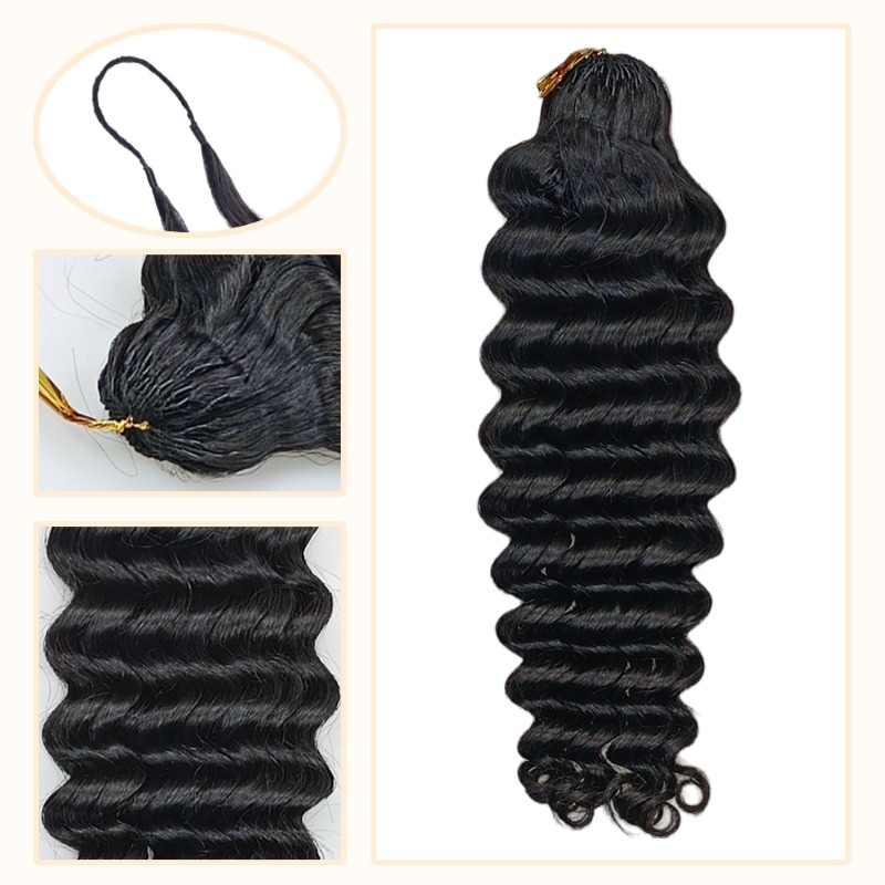 Crochet Braids - #1B Deep Wave Human Crochet Hair