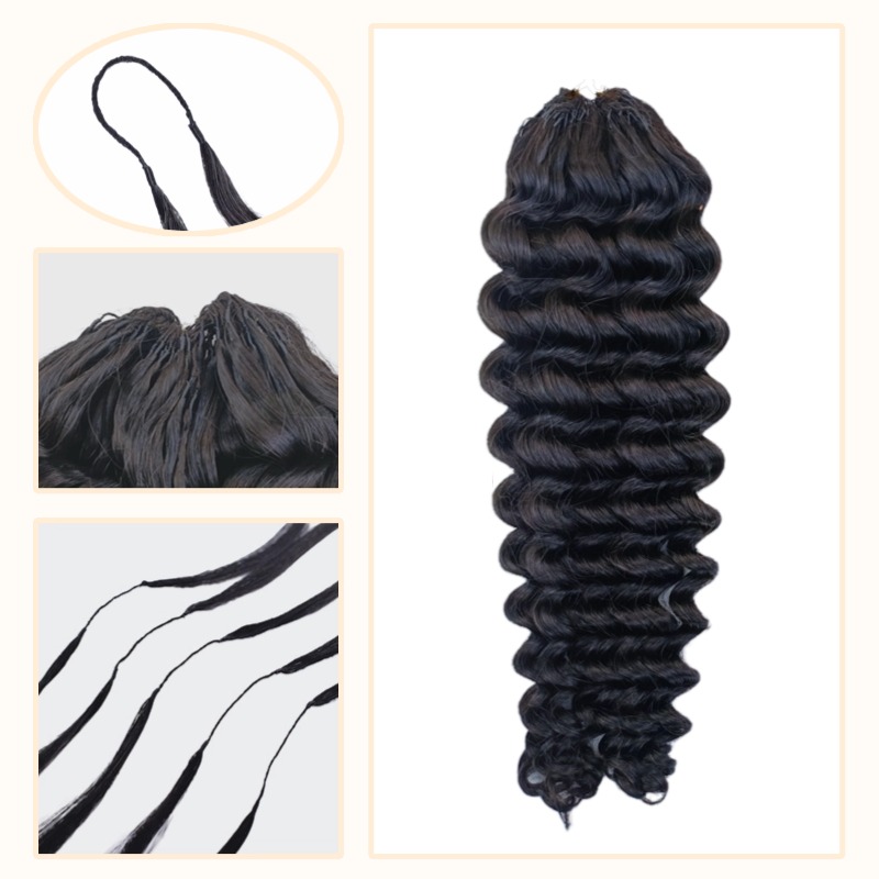 Crochet Braids - #1B Deep Wave Human Crochet Hair