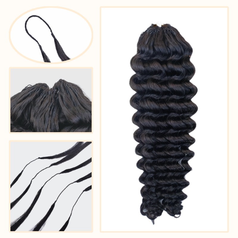 Crochet Braids - #1B Deep Wave Human Crochet Hair