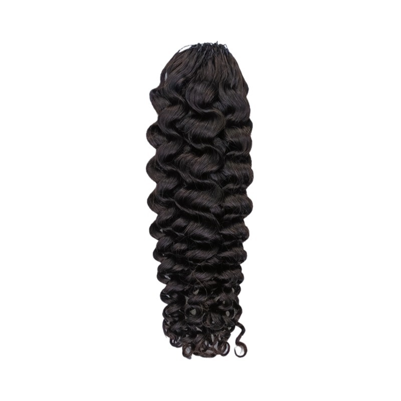 Crochet Hair Extensions - #1B Deep Curly Human Hair