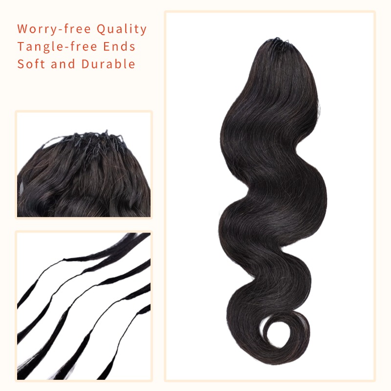 Crochet Hair Extensions - #1B Body Wave Human Hair