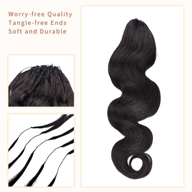 Crochet Hair Extensions - #1B Body Wave Human Hair