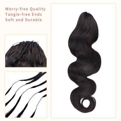 Crochet Hair Extensions - #1B Body Wave Human Hair