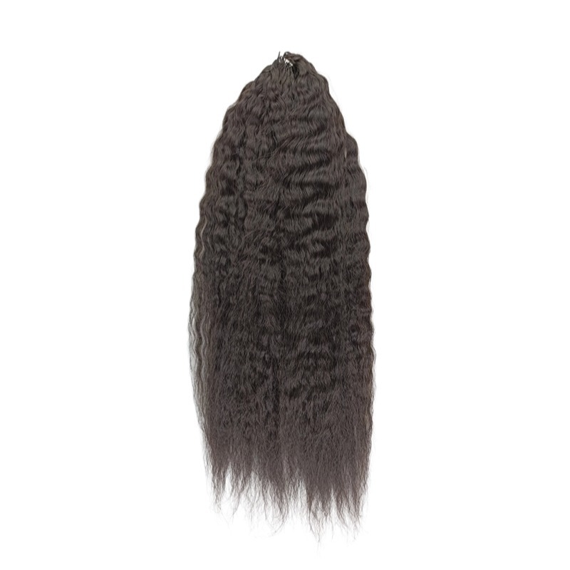 Crochet Hair Extensions - #1B Kinky Straight Human Hair