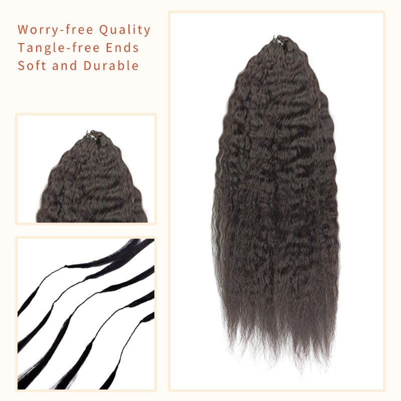 Crochet Hair Extensions - #1B Kinky Straight Human Hair