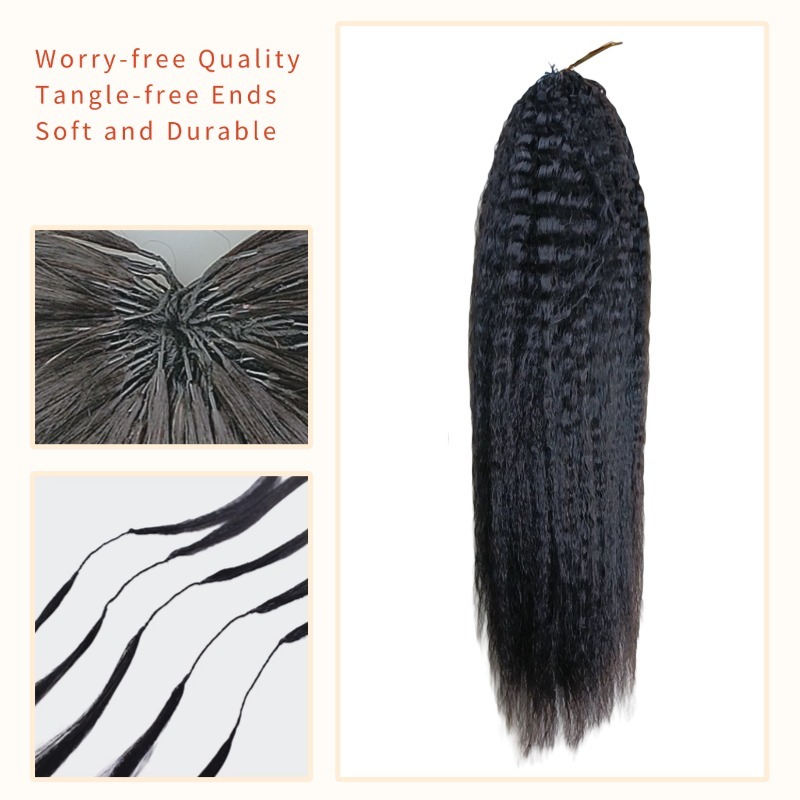 Crochet Braids - #1B Kinky Straight Human Hair