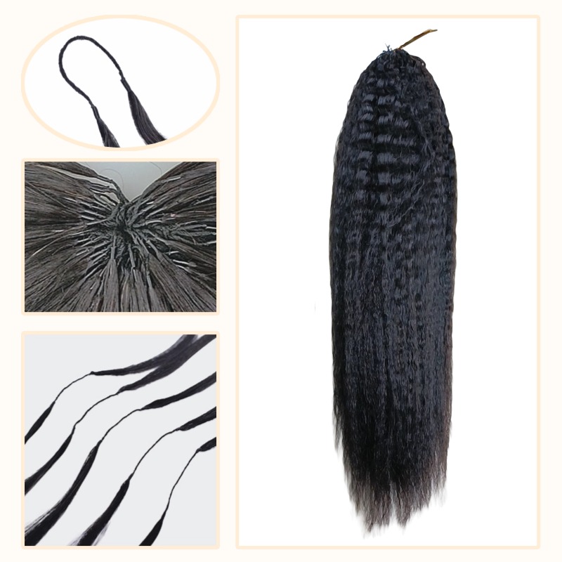 Crochet Braids - #1B Kinky Straight Human Hair