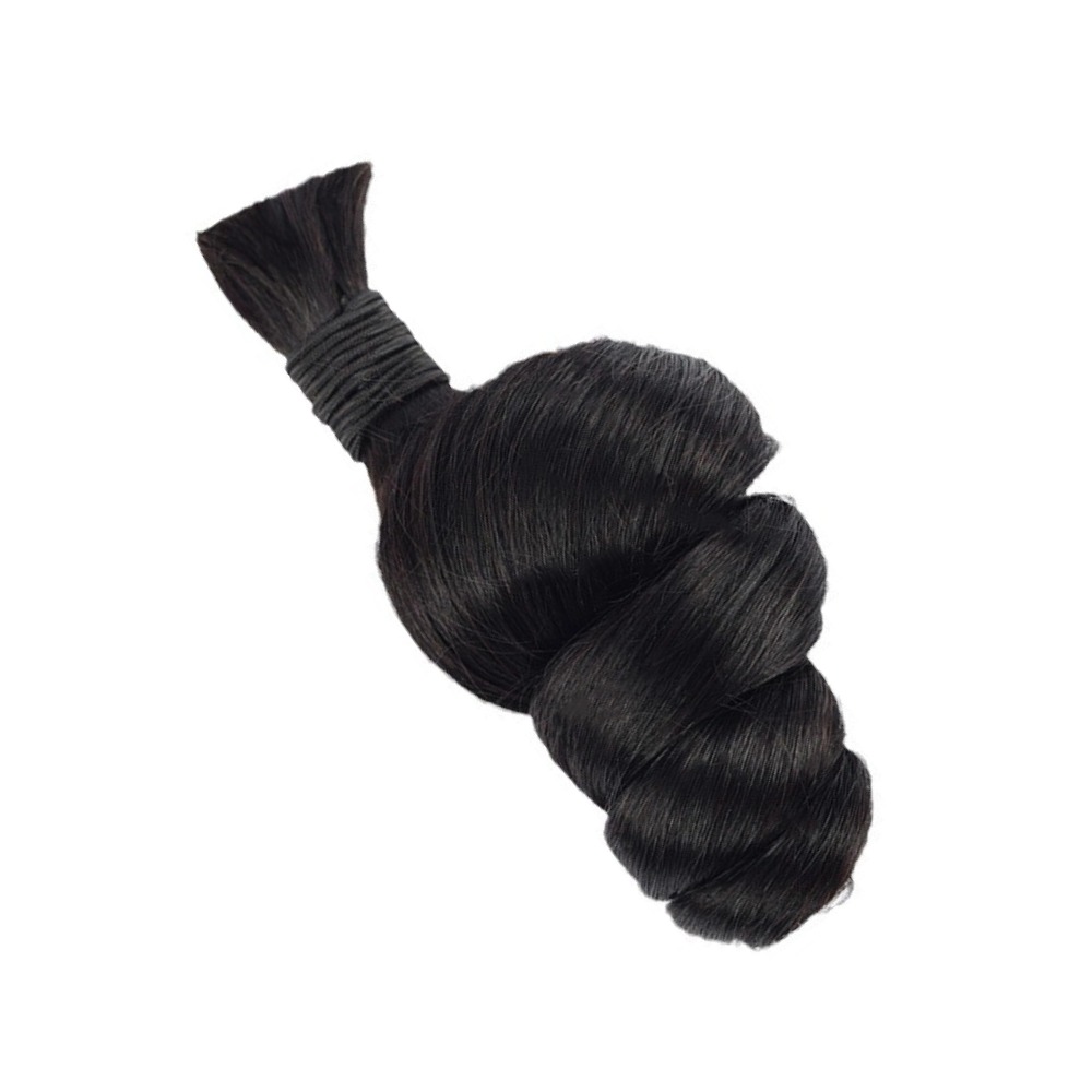 Bulk Human Hair - #1B Black Loose Wave Braiding Hair