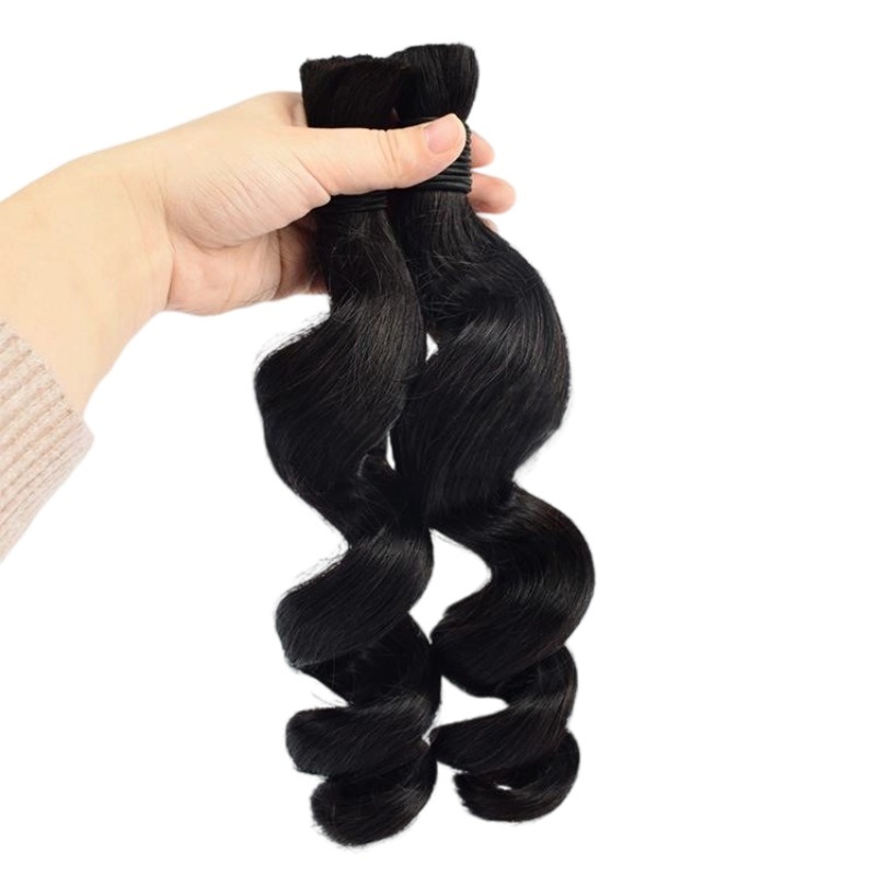 Loose Wave Bulk Human Hair - #1B Black Braiding Hair