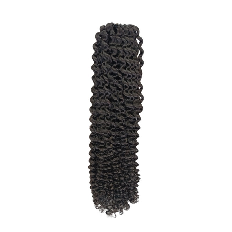Crochet Hair Extensions - #1B Kinky Curly Human Hair