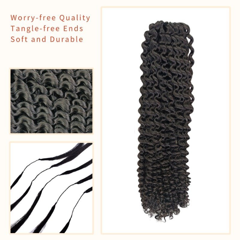 Crochet Hair Extensions - #1B Kinky Curly Human Hair
