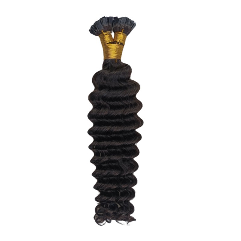 K-Tip Hair Extensions - #1B Deep Wave Human Hair