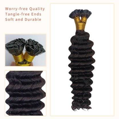 K-Tip Hair Extensions - #1B Deep Wave Human Hair