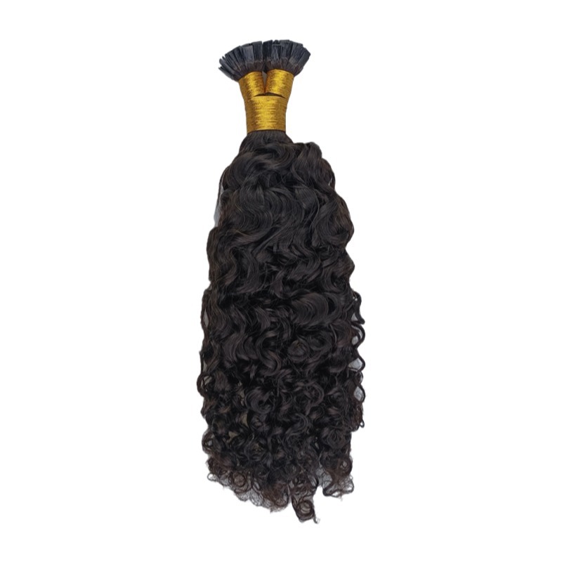 K-Tip Hair Extensions - #1B Burmese Curly Human Hair