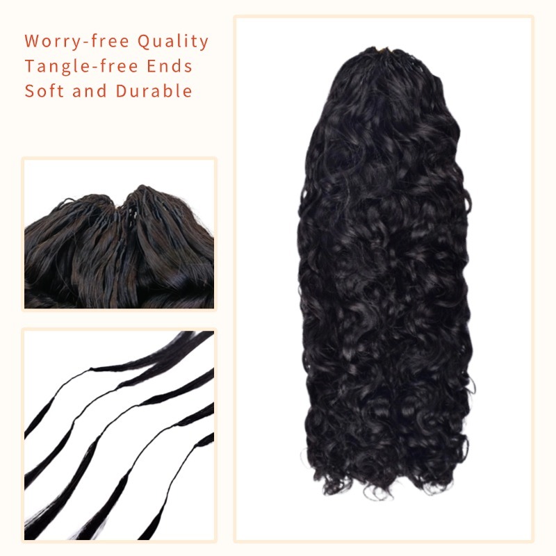 Crochet Hair Extensions - #1B Burmese Curly Human Hair