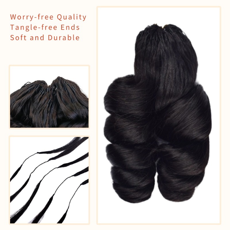Crochet Hair Extensions - #1B Loose Wave Human Hair