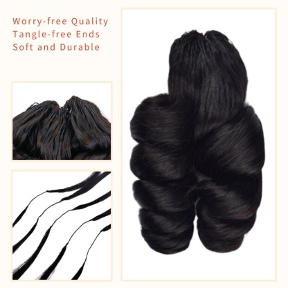 Crochet Hair Extensions - #1B Loose Wave Human Hair