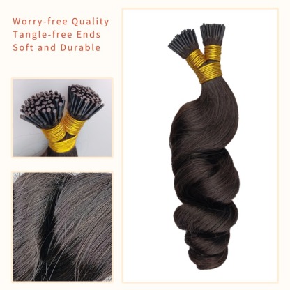 I-Tip Hair Extensions - #1B Loose Wave Human Hair