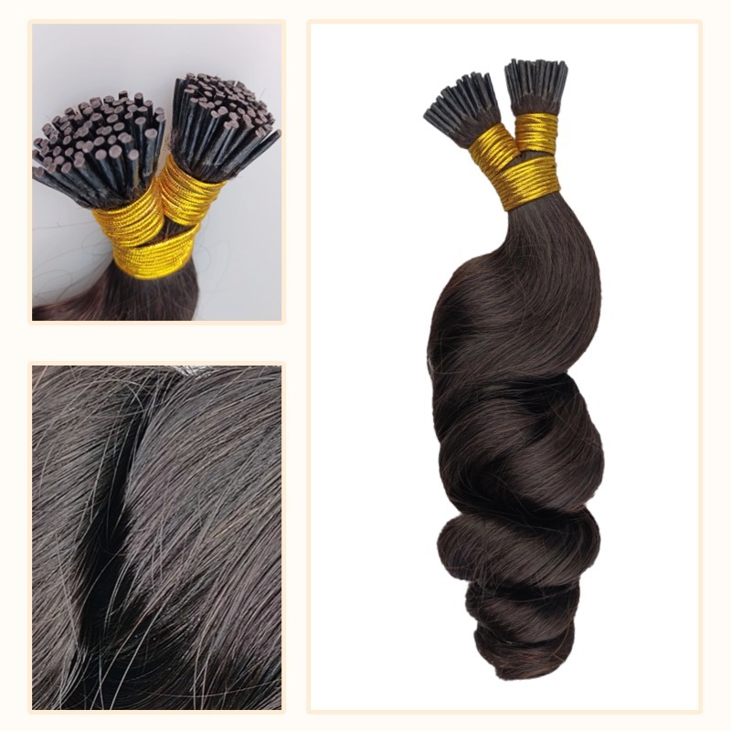 I-Tip Hair Extensions - #1B Loose Wave Human Hair