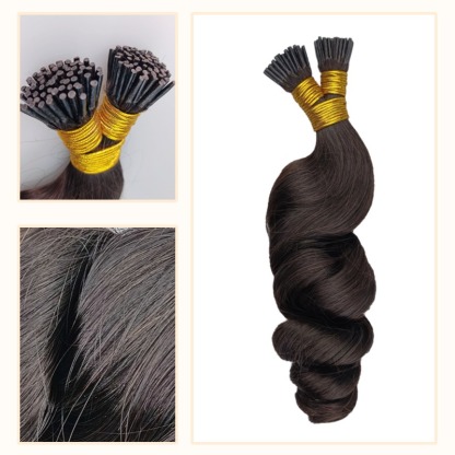 I-Tip Hair Extensions - #1B Loose Wave Human Hair