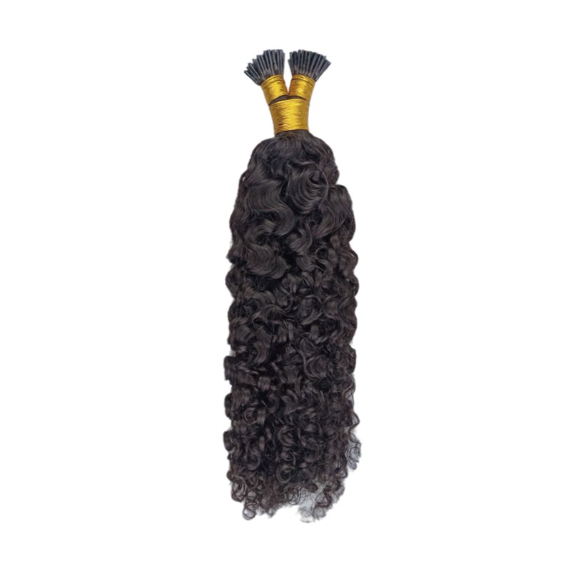 I-Tip Hair Extensions - #1B Burmese Curly Human Hair