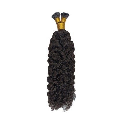 I-Tip Hair Extensions - #1B Burmese Curly Human Hair