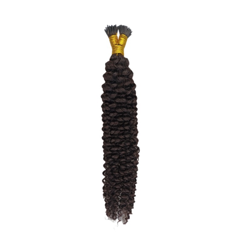 I-Tip Hair Extensions - #1B Jerry Curly Human Hair