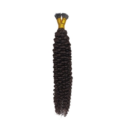 I-Tip Hair Extensions - #1B Jerry Curly Human Hair