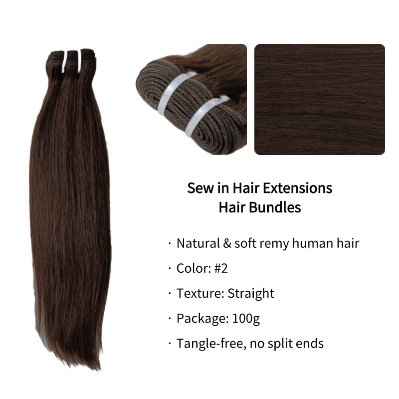 Sew In Hair Extensions - #2 Straight Human Hair