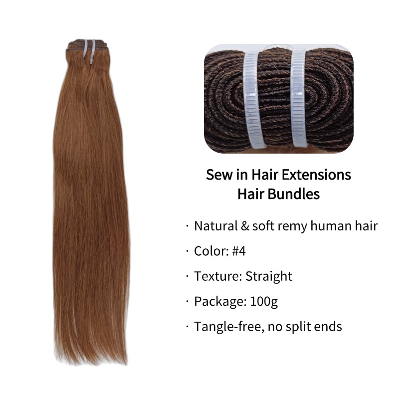 Sew In Hair Extensions - #4 Straight Human Hair