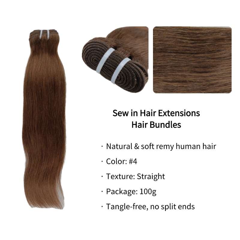 Sew In Hair Extensions - #4 Straight Human Hair