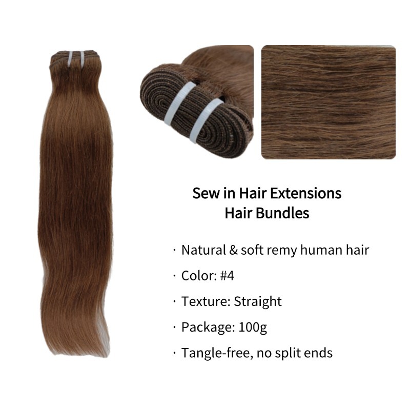 Sew In Hair Extensions - #4 Straight Human Hair