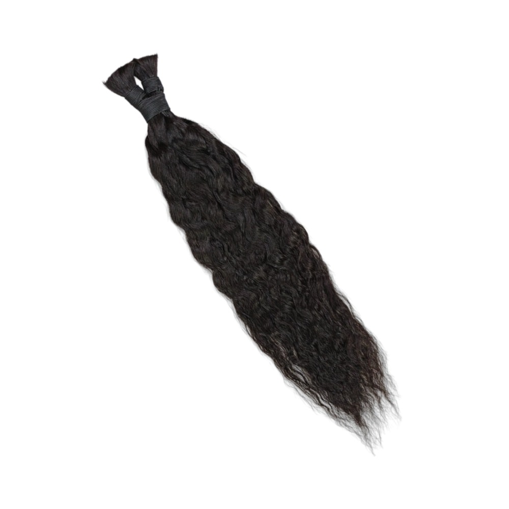 Bulk Human Hair - #1B Black Wet and Wavy Braiding Hair